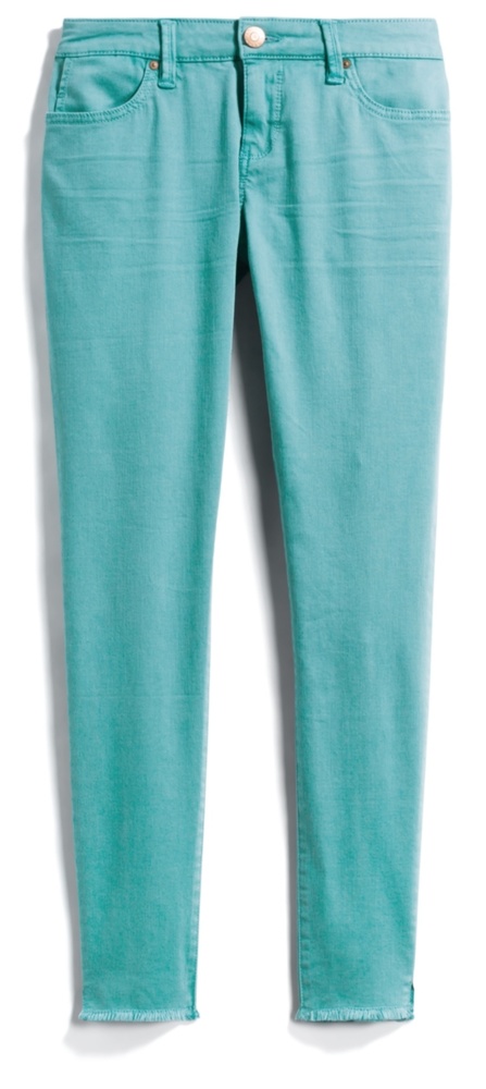 Nashville Fray Hem Teal Skinny Jeans
